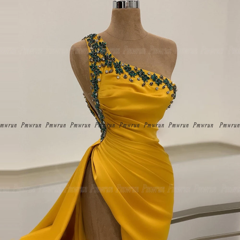 Moderno vestido de baile de fenda alta um ombro com strass até o chão 2025 formal gala vestidos de ocasião especial personalizados