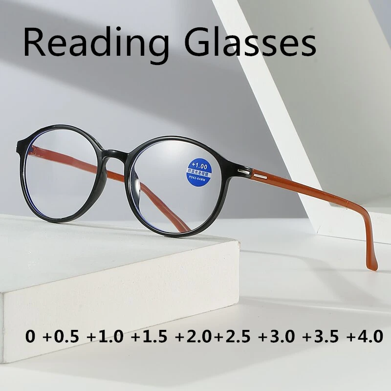 

Retro Reading Glasses Women Men Ellipse Frame HD Lens Anti Blue Light Presbyopia EyeGlasses Diopter +1.0-+4.0 Urltra-Light Gafas