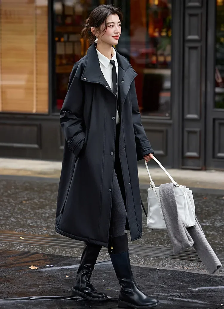 LOUIS YAO Stand-Up Collar Women's Down Coat 2025 Autumn/Winter Waist Belt Thickened Long-Length Puffy Duck Down Jacket