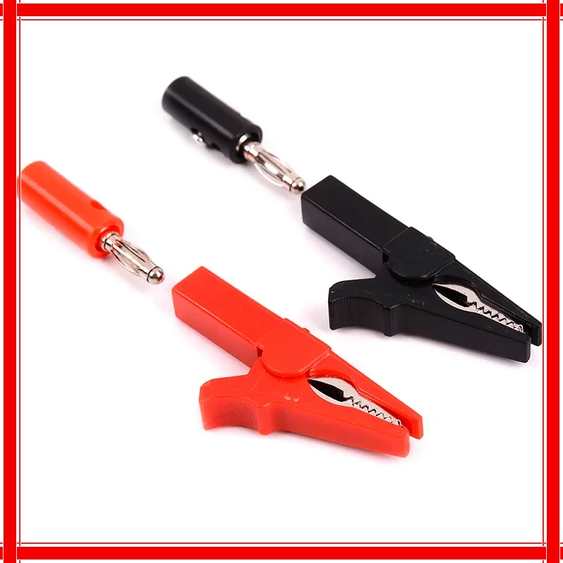 4Pcs/Set 55mm Alligator Clips + Banana Plug - 4mm Test Probe Cable Clips (Red + Black) for StoneGo Test Accessories Automotive