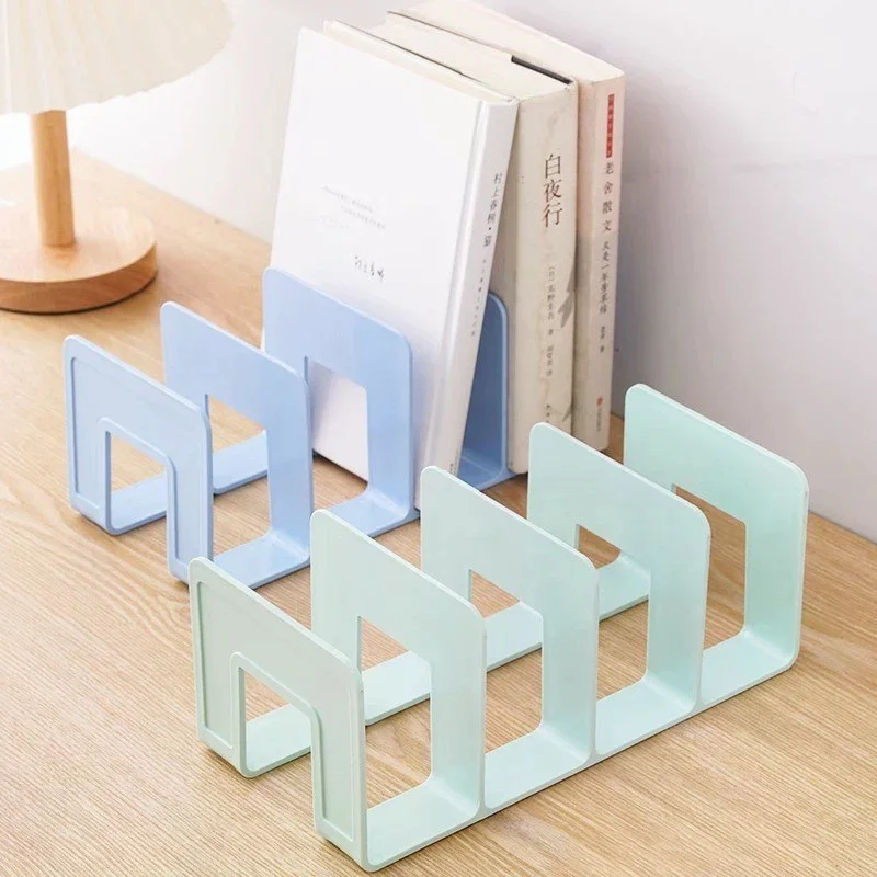 4 Grid Bookends Stand Bookshelf Desktop Decor Storage Rack Bookend Book Holder School Stationery Office Desktop File Organizer