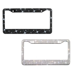 Bling License Plate Frame for Women, 1PCS Sparkly License Plate Frames| Over 1200 pcs 14 Facets Bedazzled Clear Glass Diamond