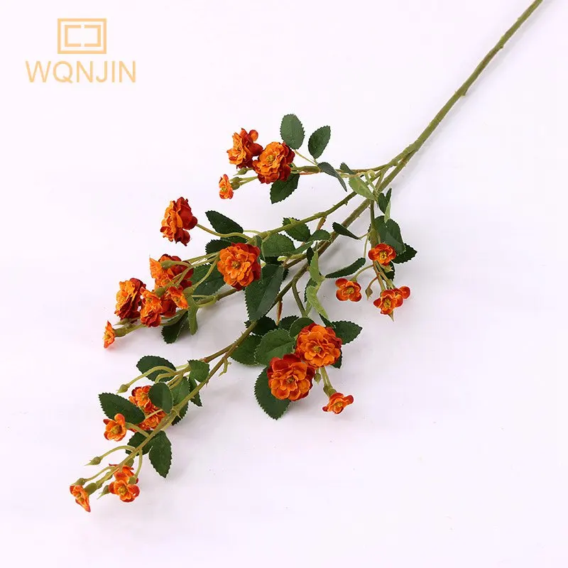 WQNJIN 75 cm Blau Hochwertige Europäische Mini Rosen Lange Zweig Künstliche Seidenblumen Hause Tischdekoration Raumdekoration – Detail 10