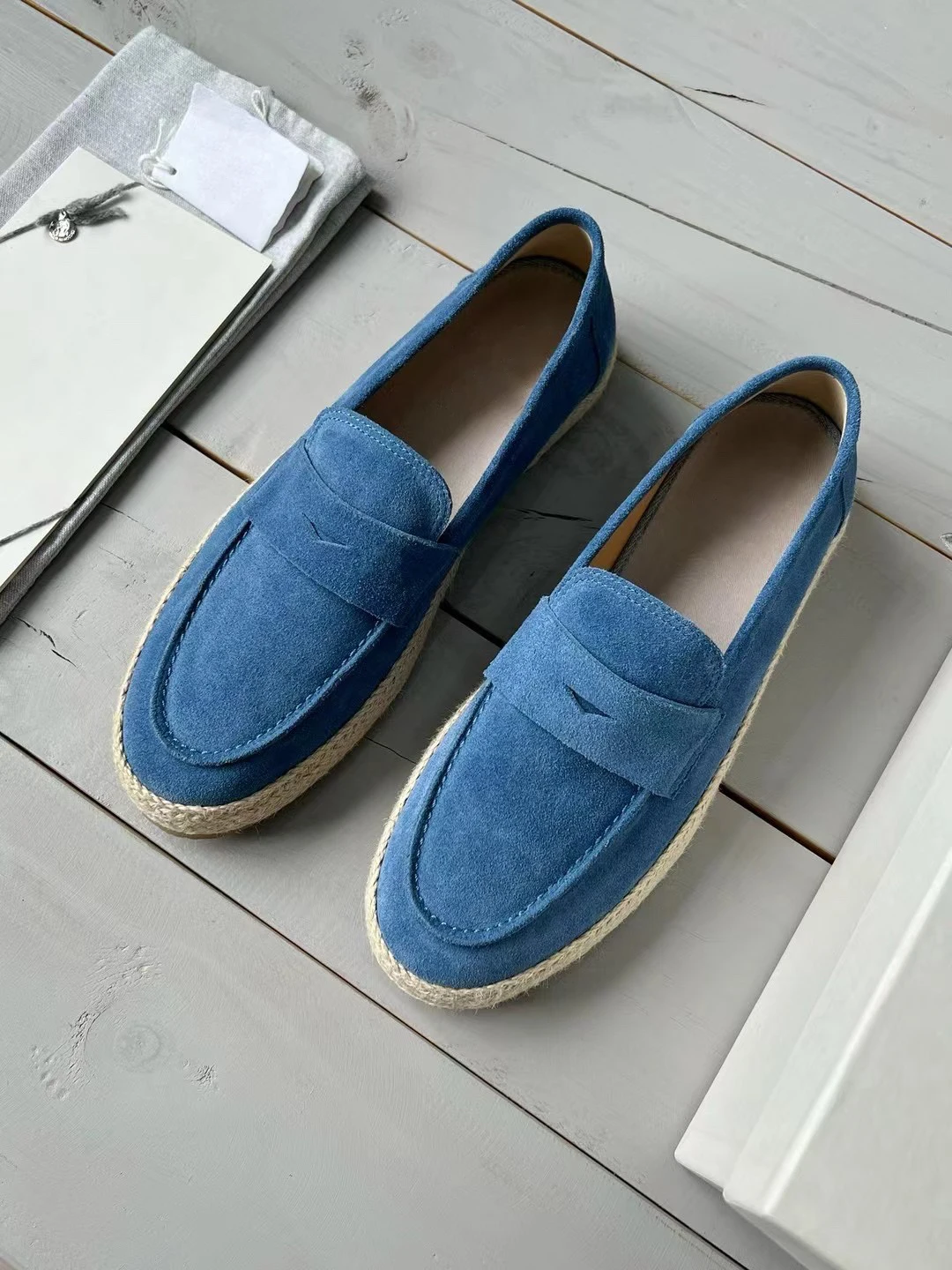 Autumn B*C Men\'s Leather Loafers Linen Weaving BusinessCasual Flat Shoes