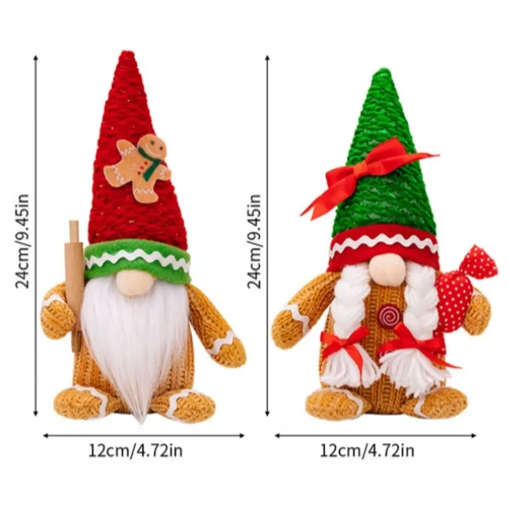 Long Hair/Long Beard Christmas Elf Dwarfs Dolls Candy Rolling Pin Gingerbread Dwarf Dolls Plush Cartoon