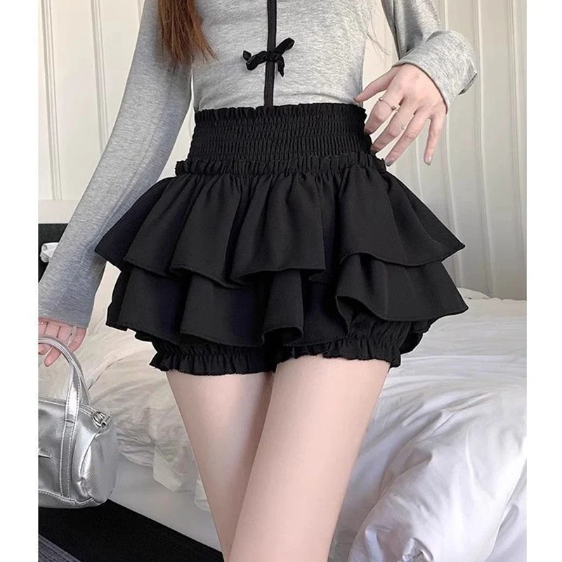 

Summer Girls Fashion Solid Thin Ballet Cake Skirts Female Classic High Waist A-line Skirts Lady Fashion Casual Short Dress
