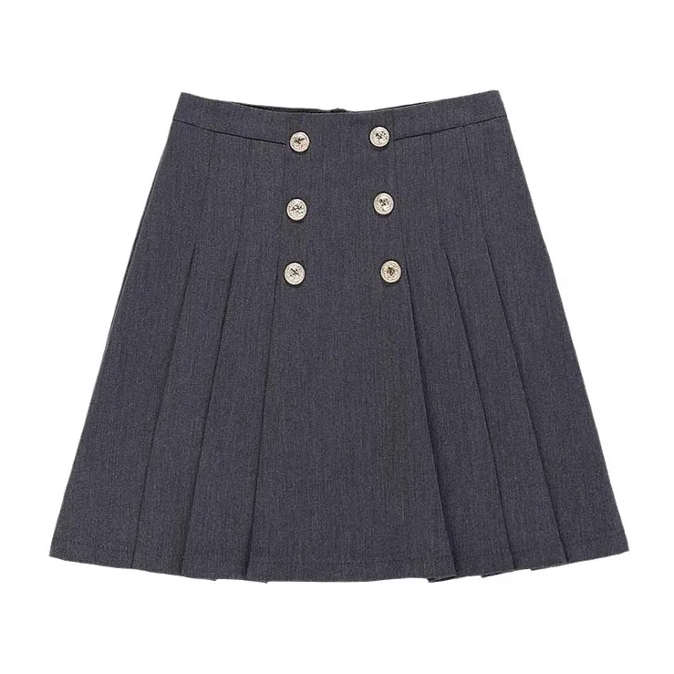ファッションダブルブレストスーツプリーツスカート女性のハイウエスト A ラインミニスカート安全ショートスカート