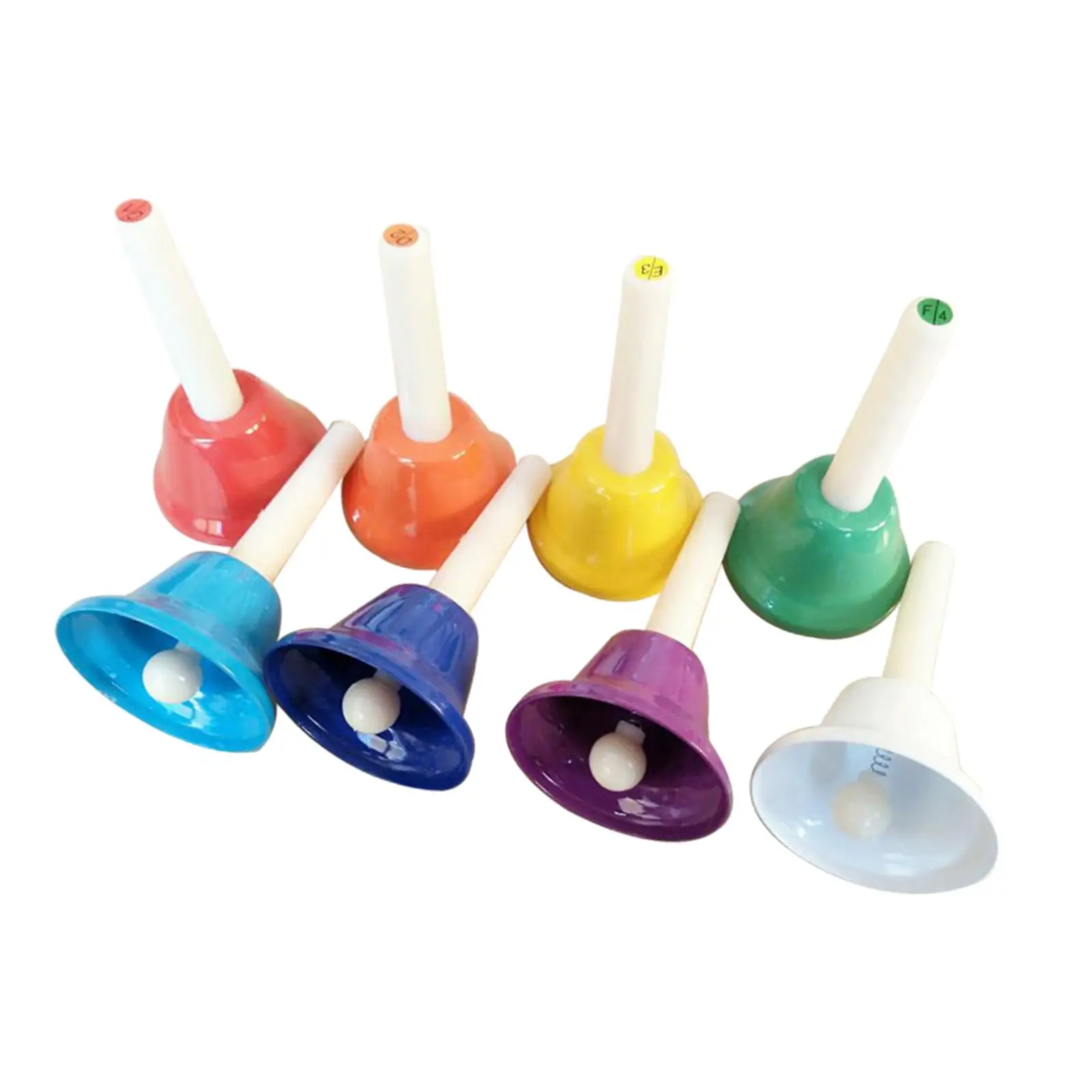 8 Pieces Hand Bells Set Toys Set Colorful Diatonic Metal Bells for Kids Wedding