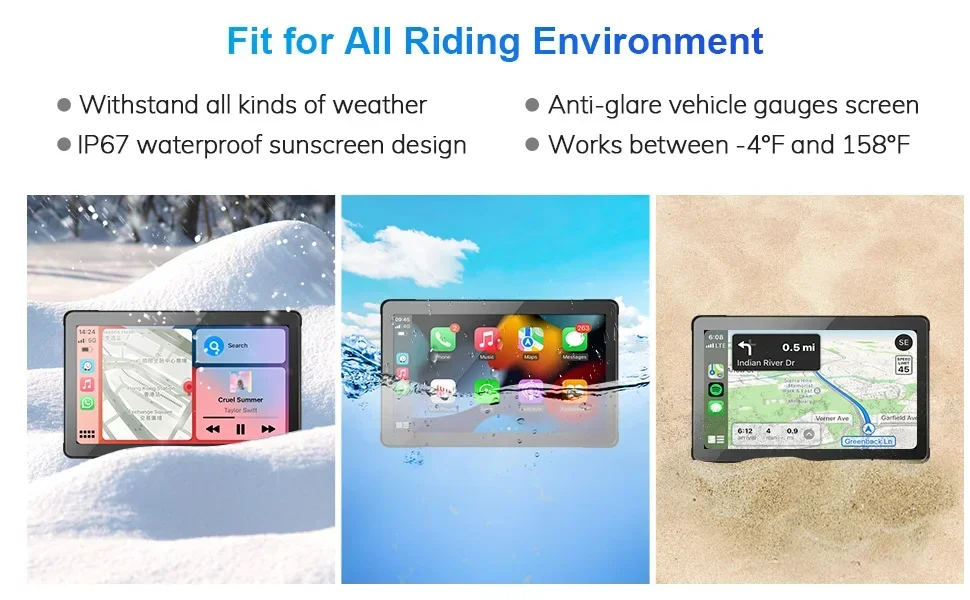 5/7 zoll Tragbare Carplay Motorrad DVR GPS Navigation IPX7 Wasserdichte IPS Display Für Drahtlose CarPlay Android Auto – Detail 14