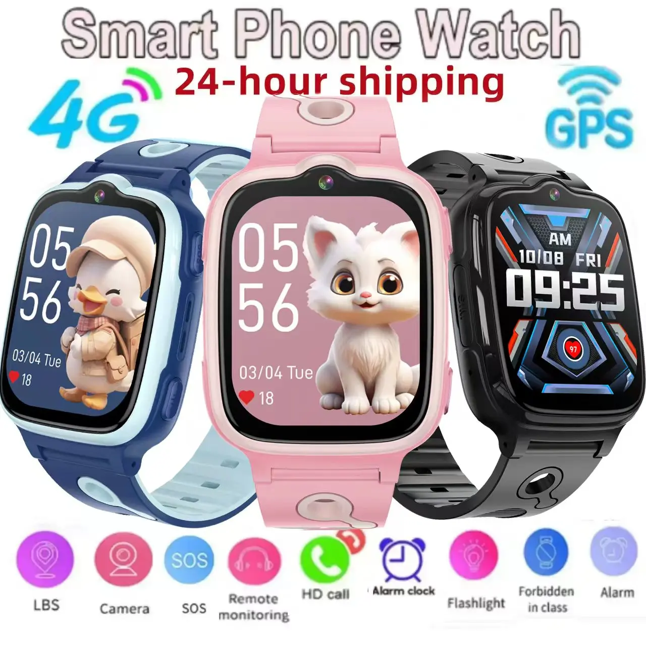 

New Kids 5G Smart Watch SOS GPS+BDS Location Phone Call Camera Child MIJIA Smartwatch 1.83 Inch WIFI Waterproof For Watch Gift