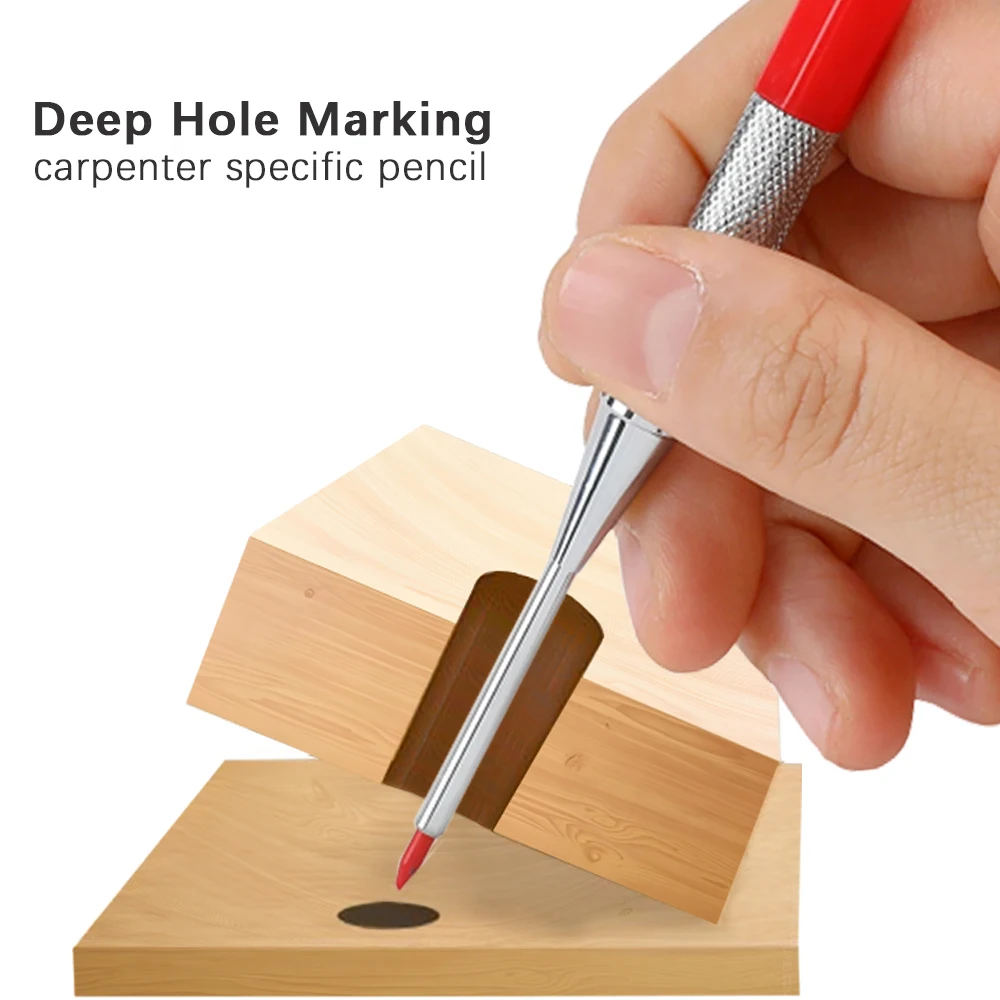 3Pcs/Set Multicolor Metal Woodworking Mechanical Pencil Set 2.0mm 2B Black Lead Core Deep Hole Scribing Marking Tool