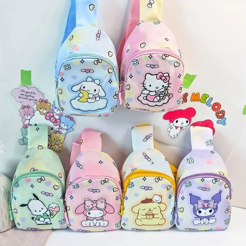 

Funny Sanrio Crossbody Bag Cartoon Melody Kuromi Children Chest Bag Hello Kitty Shoulder Messenger Bag Anime Backpack