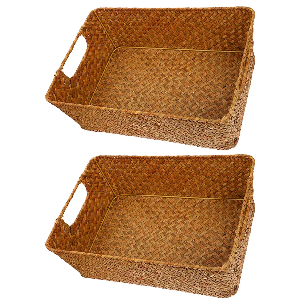 

2 Pcs Basket Wicker Basket 30x20x10cm Woven Storage Wicker Kitchen Natural Tabletop Organizer Fruit Vegetable Holder