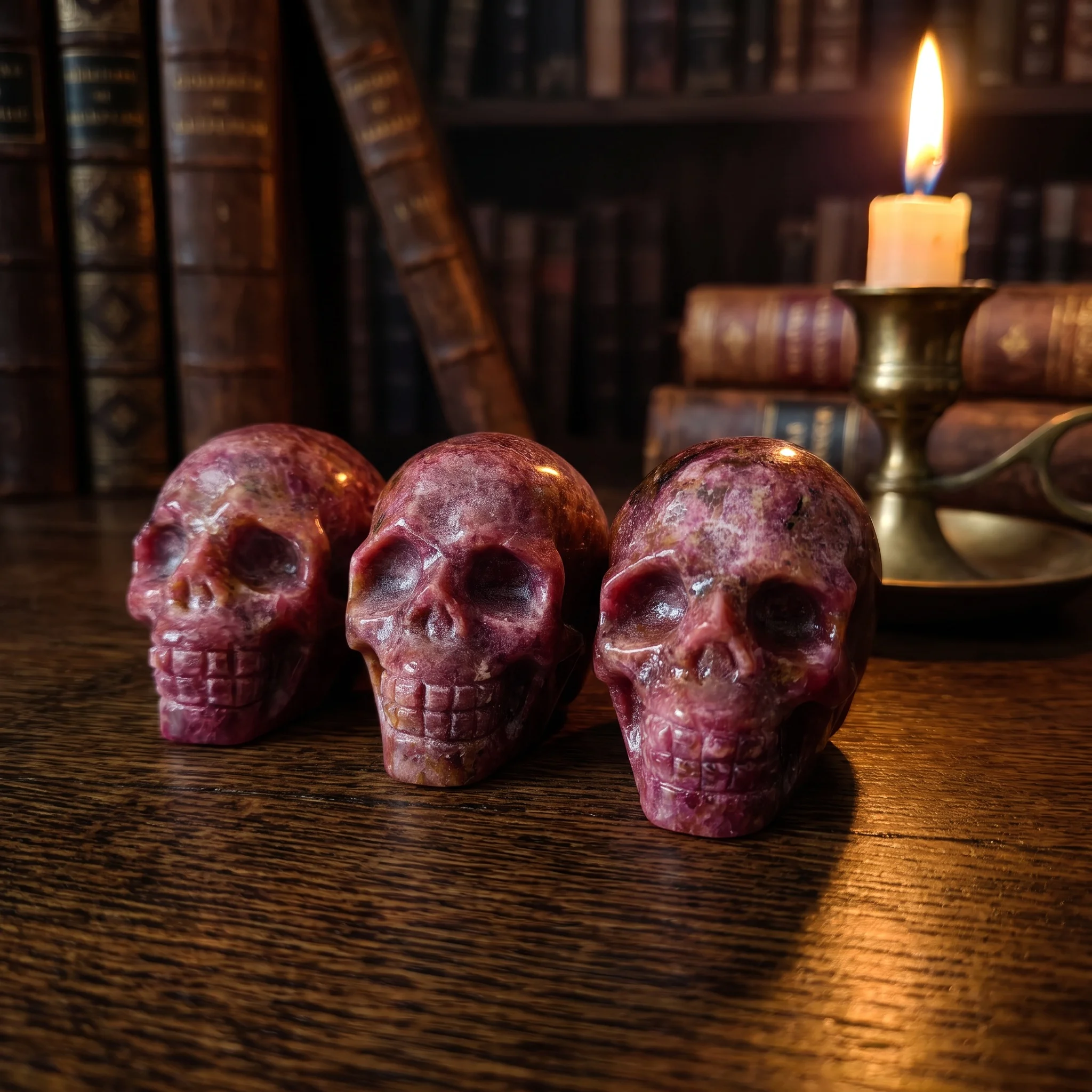 Natural Rhodonite Skull Home Decor,Unique Gothic Decorations Suitable for Halloween, Gothic Decor, Or Everyday Display