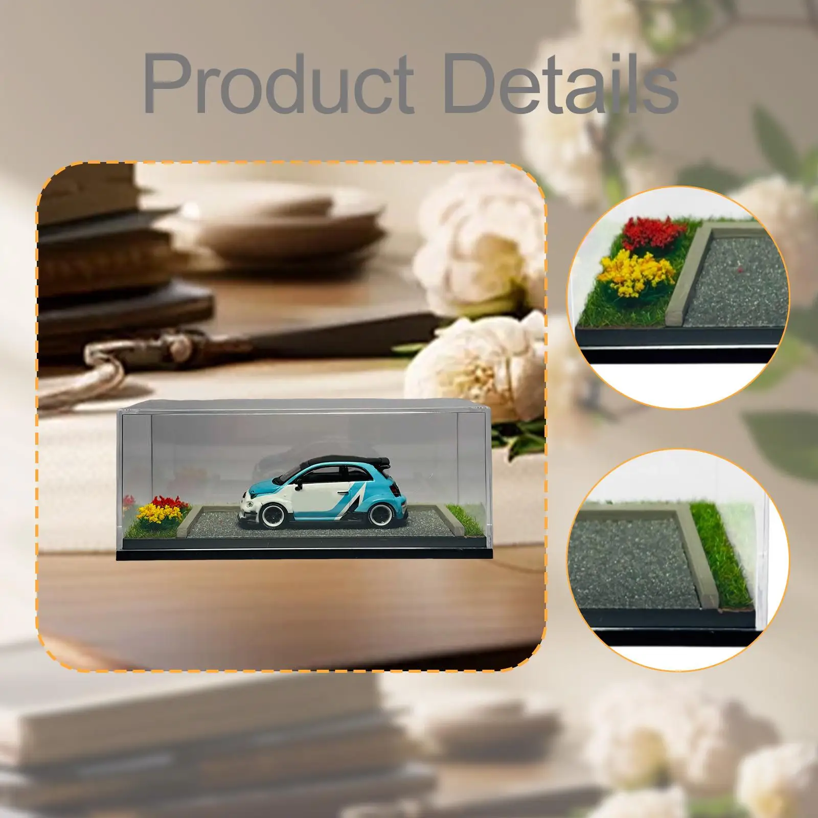 1/64 Vehicle Model Display Case, 1/64 Scenery Diorama Parking Lot, Showcase Tabletop Decor Parking Scene, Display Box