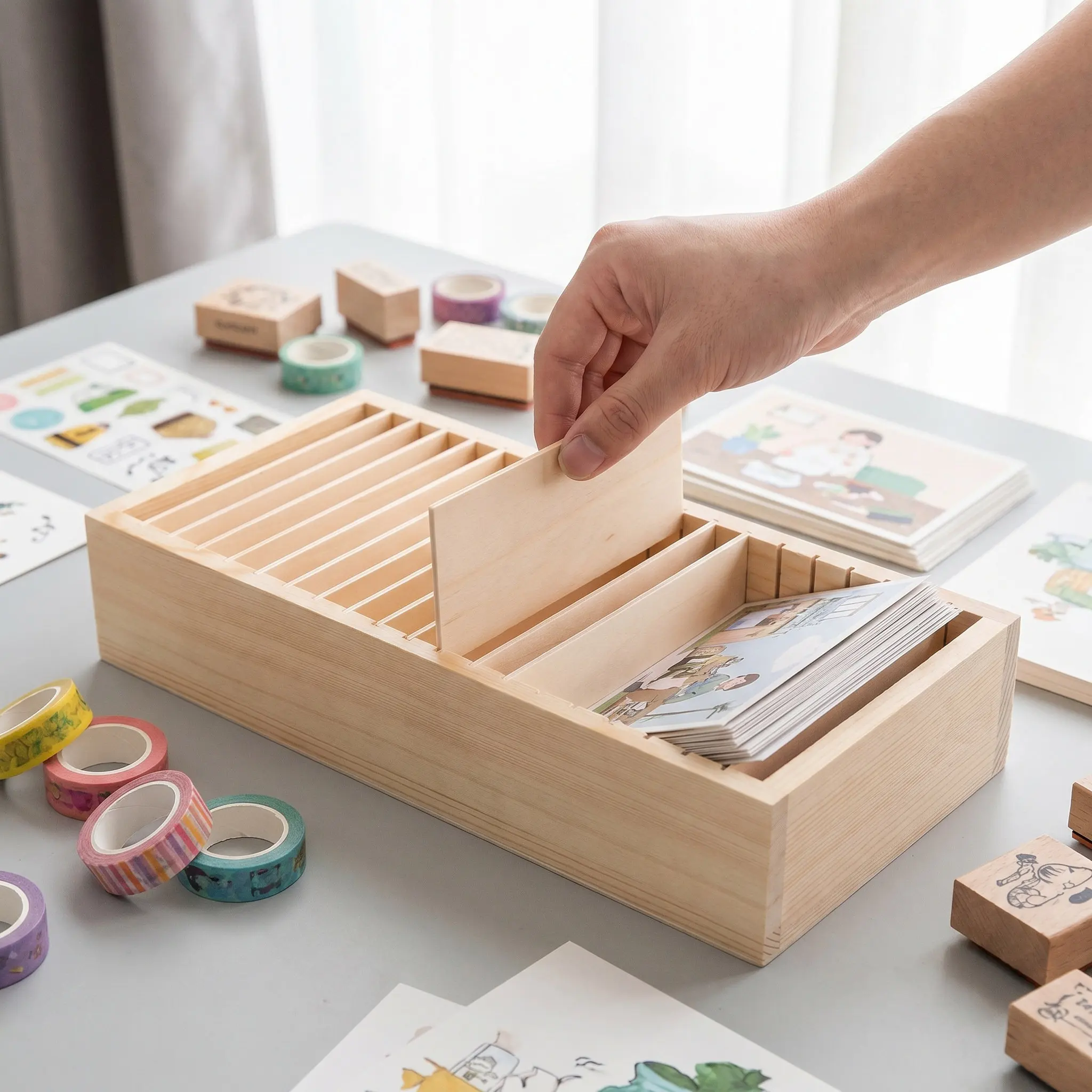 2pcs-wooden-multi-compartment-card-storage-box-detachable-jewelry-organizer-desktop-business-cards-holder-trading-card-organizer