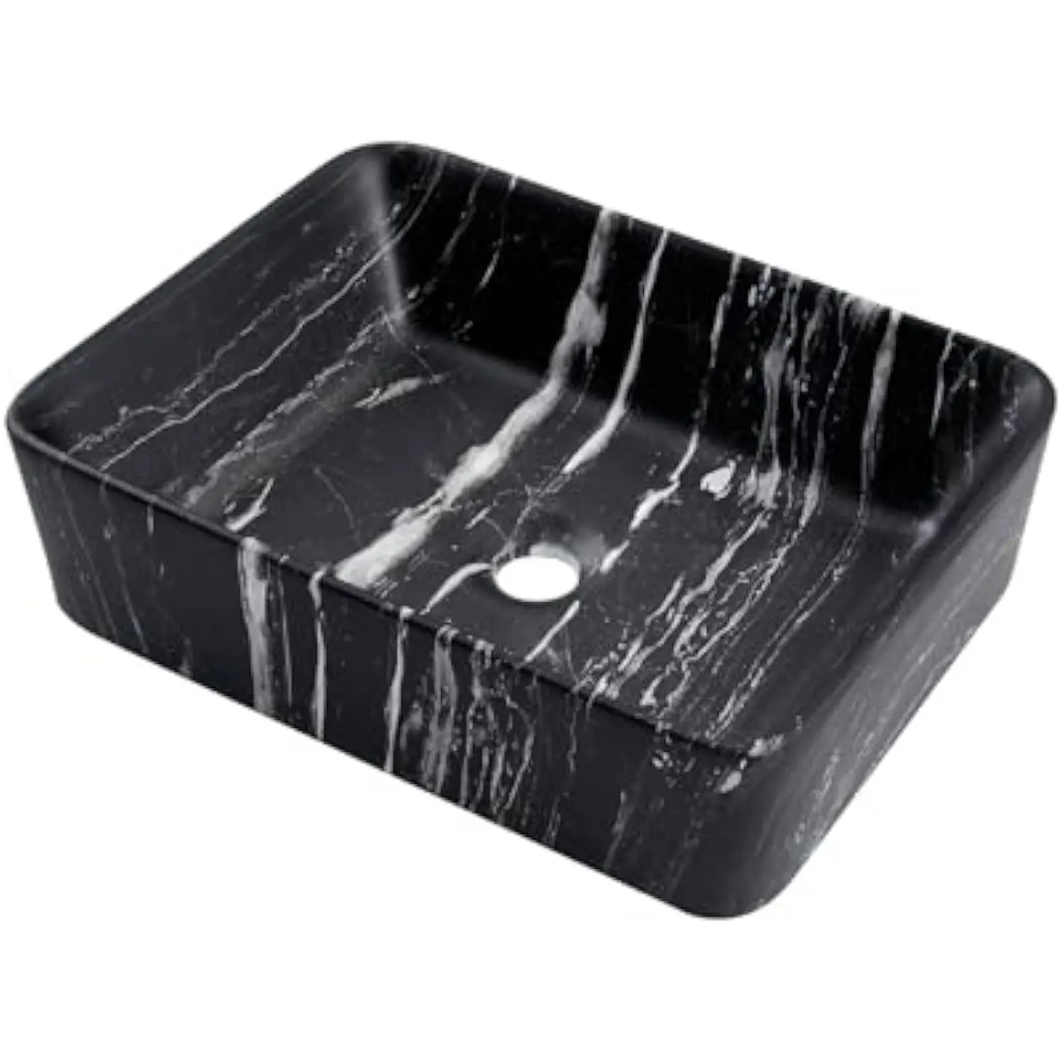 

19x15 Marbling Vessel Sink Rectangle - Modern Rectangular Top Counter Bathroom Sink Porcelain Ceramic Lavatory Sink Bowl, VS48