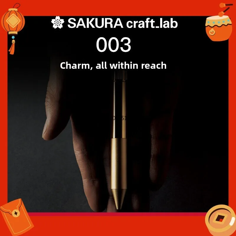

SAKURA craft_lab 003 Retro Brass Mini Pen Portable Pocket Size Rollerball Pen Business Office Signature Writing Gel Ballpoint