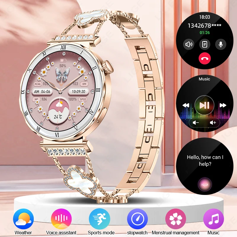 

LIGE 1.19"Ultra-Slim AMOLED HD Display Fitness Tracker Smartwatch Bluetooth Call Heart Rate Monitor Waterproof Smart Watch Women
