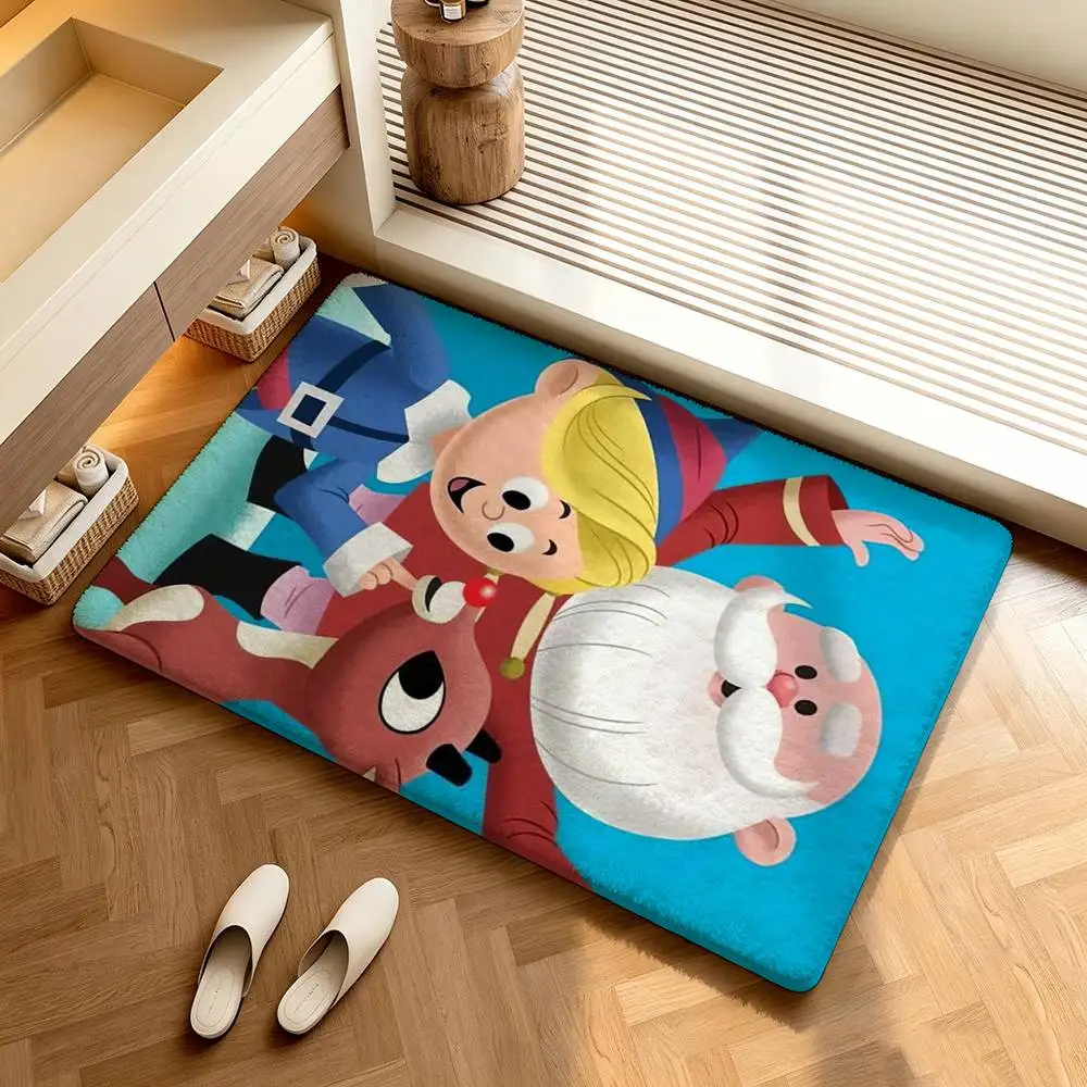 Rudolph the Red-Nosed Reindeer  Shower Room Absorbent Small Floor Mat Soft Comfortable Decorative Foot Mat
