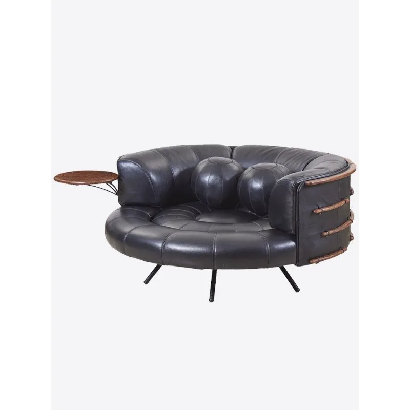 Medieval art furniture, leather round sofa, villa living room sofa