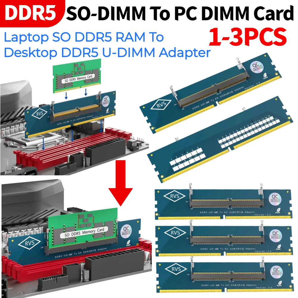 

DDR5 SO-DIMM Laptop RAM Memory Module Laptop To Desktop SO-DIMM To PC DIMM Card Memory Card Converter for Desktop Laptop