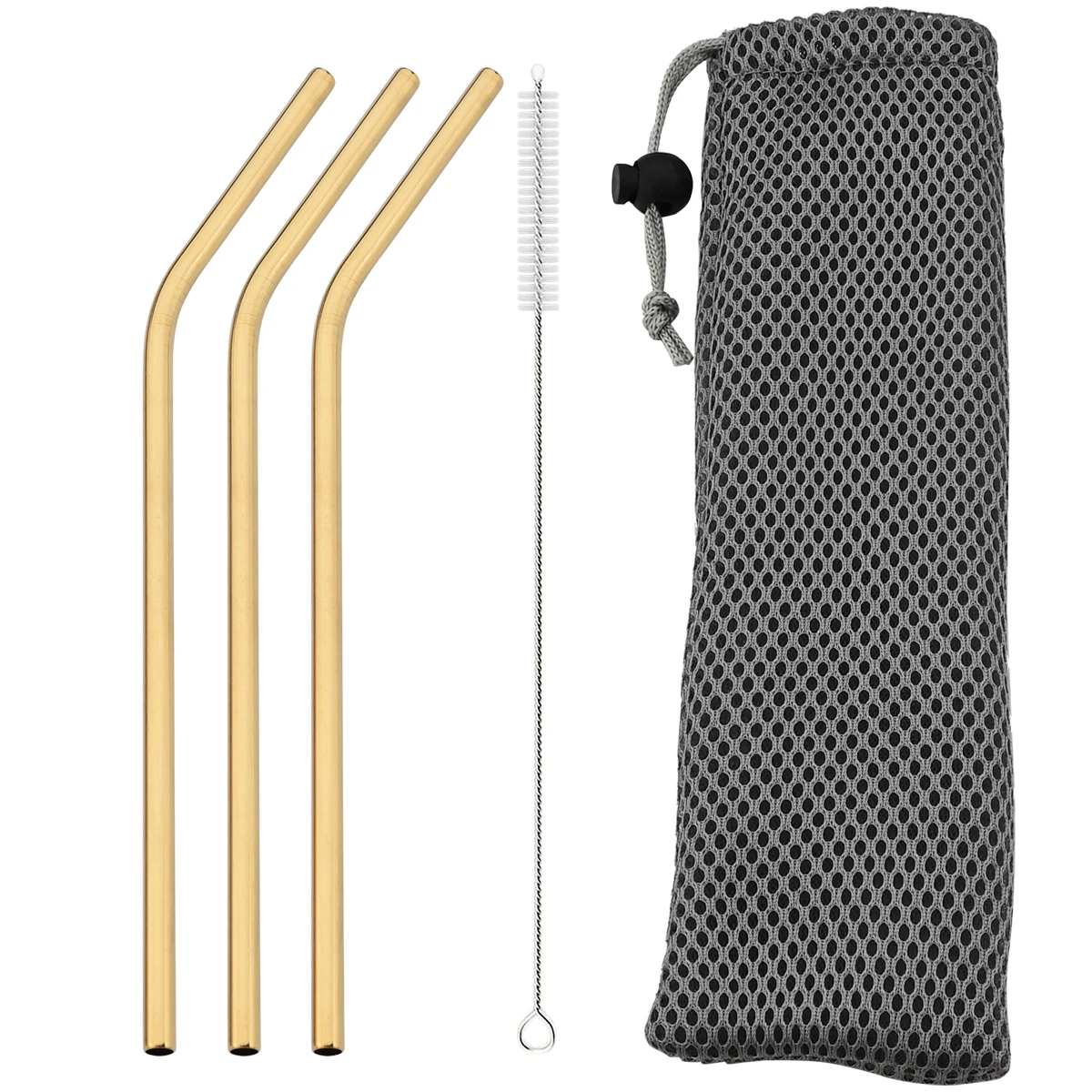 ชุดหลอดดูดน้ำสแตนเลส 304 จำนวน 3 ชิ้น พร้อมกระเป๋า หลอดดูดน้ำแบบใช้ซ้ำได้ สำหรับเครื่องดื่ม เช่น มิลค์เชค ค็อกเทล กาแฟ น้ำผลไม้ อุปกรณ์เสริมสำหรับบาร์