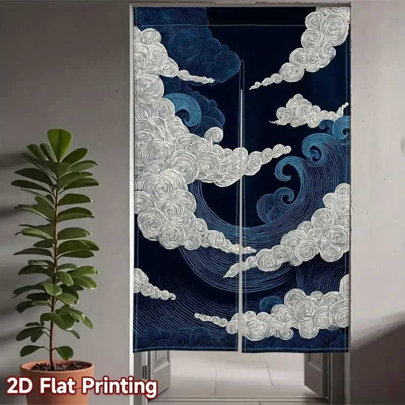 VIKAMA Ukiyo-e Japanese-style Door Curtain, Bedroom and Kitchen Divider, Tea Room and Café Entrance Half Door Curtain
