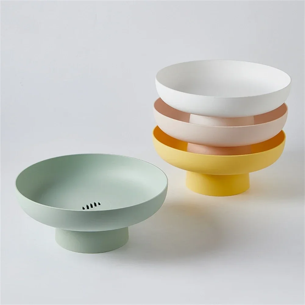 

New Fruit Dish Round Drain Fruit Basket Modern Style Container For Kitchen Counter Table Centerpiece