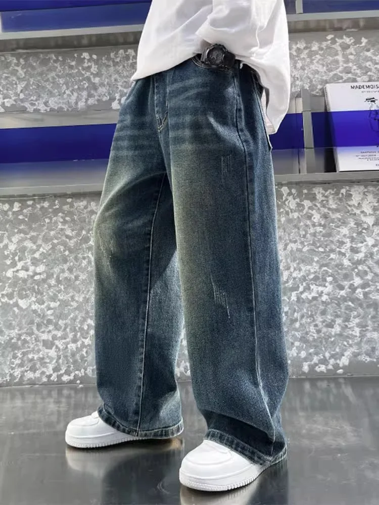 

Children's Boys' One-Piece Jeans for Spring and Autumn2024New Year's New Boys' Big Kids' Trendy Jeans