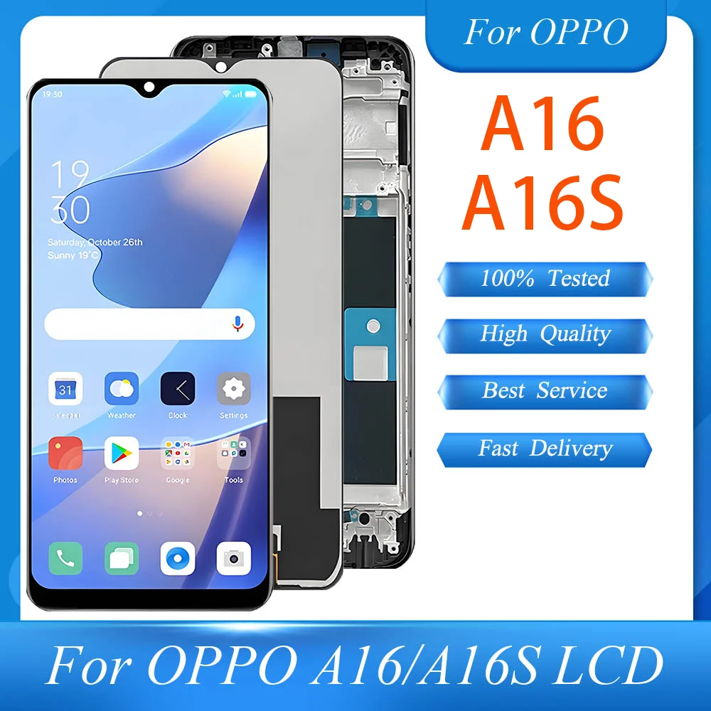 

6,52 "для Oppo A16 CPH2269 ЖК-дисплей, преобразователь сенсорного экрана в сборе, замена для A16S CPH2271, запасные части для ЖК-дисплея
