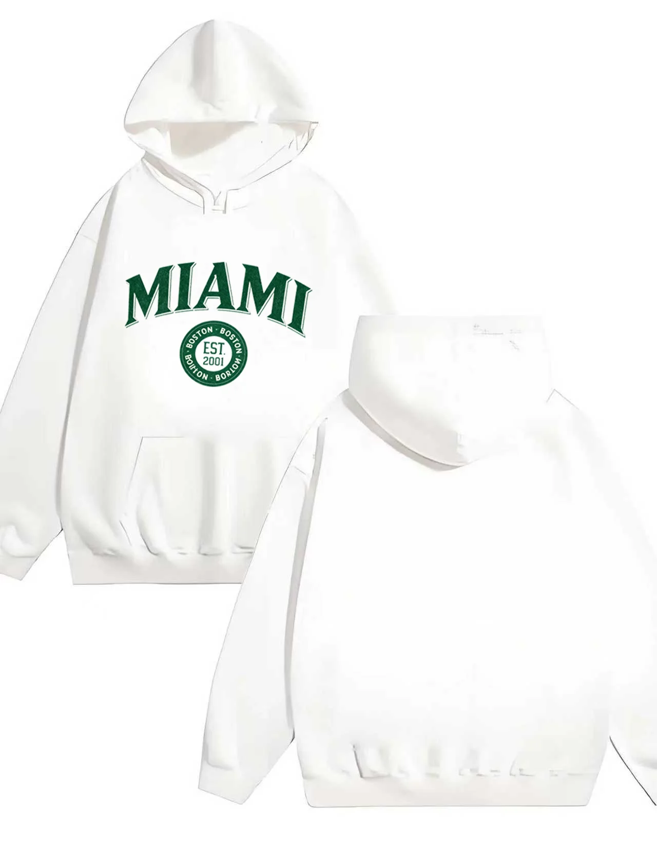 เสื้อฮู้ดดี้เนื้อหนา 330 กรัม รุ่นใหม่ล่าสุดปี 2025 ลายพิมพ์ตัวอักษร Boston สไตล์ลำลองสำหรับผู้ชายและผู้หญิง ทรงหลวม