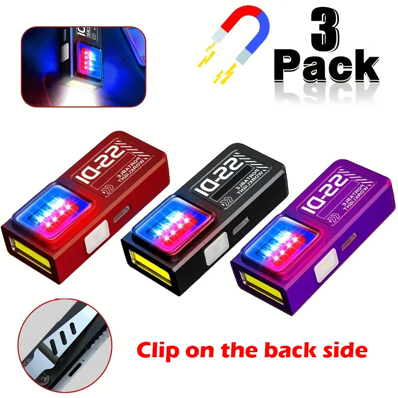 Mini COB LED Flashlight USB C Rechargeable Powerful Work Light  with Clip Magnet Waterproof EDC Camping Walking Pocket Lamp