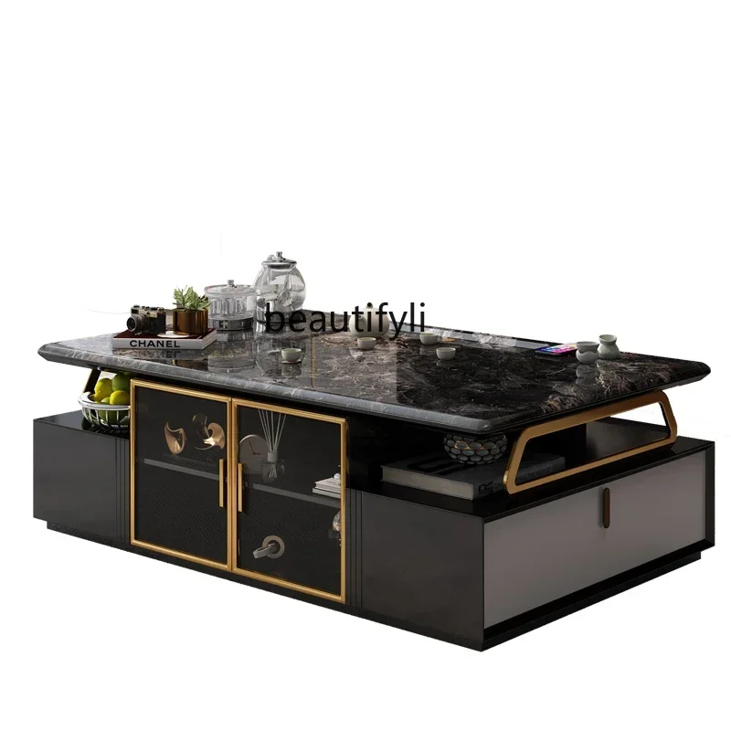 

A13 Высококачественная вилла, мраморный журнальный столик в стиле кунг-фу, стол из орехового дерева для гостиной, дома, элитный светильник, роскошный современный