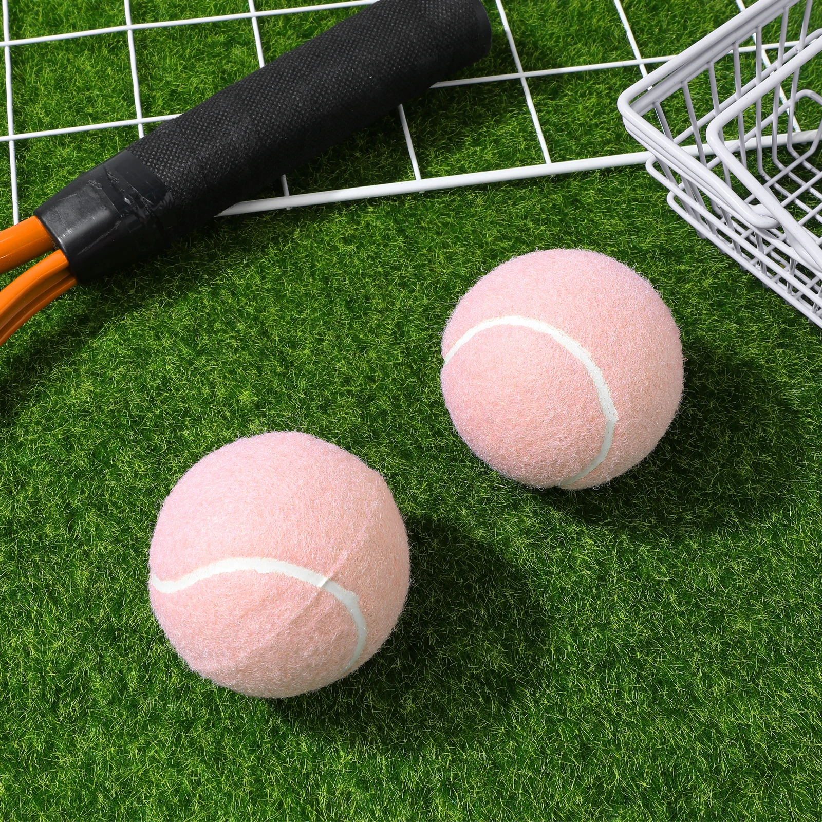 

2pcs Pink Rubber Tennis Balls Lightweight Training For Players Beginner Practice Girl Playing Sports Playground Skill Volleys