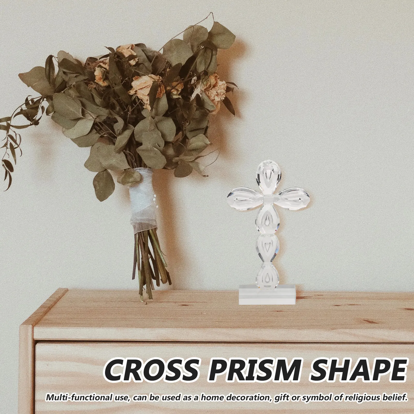 Adorno de cruz de cristal, decoración religiosa para el hogar, ideal para mesas, escritorios o para exhibir en iglesias. Un regalo significativo que representa la fe cristiana.