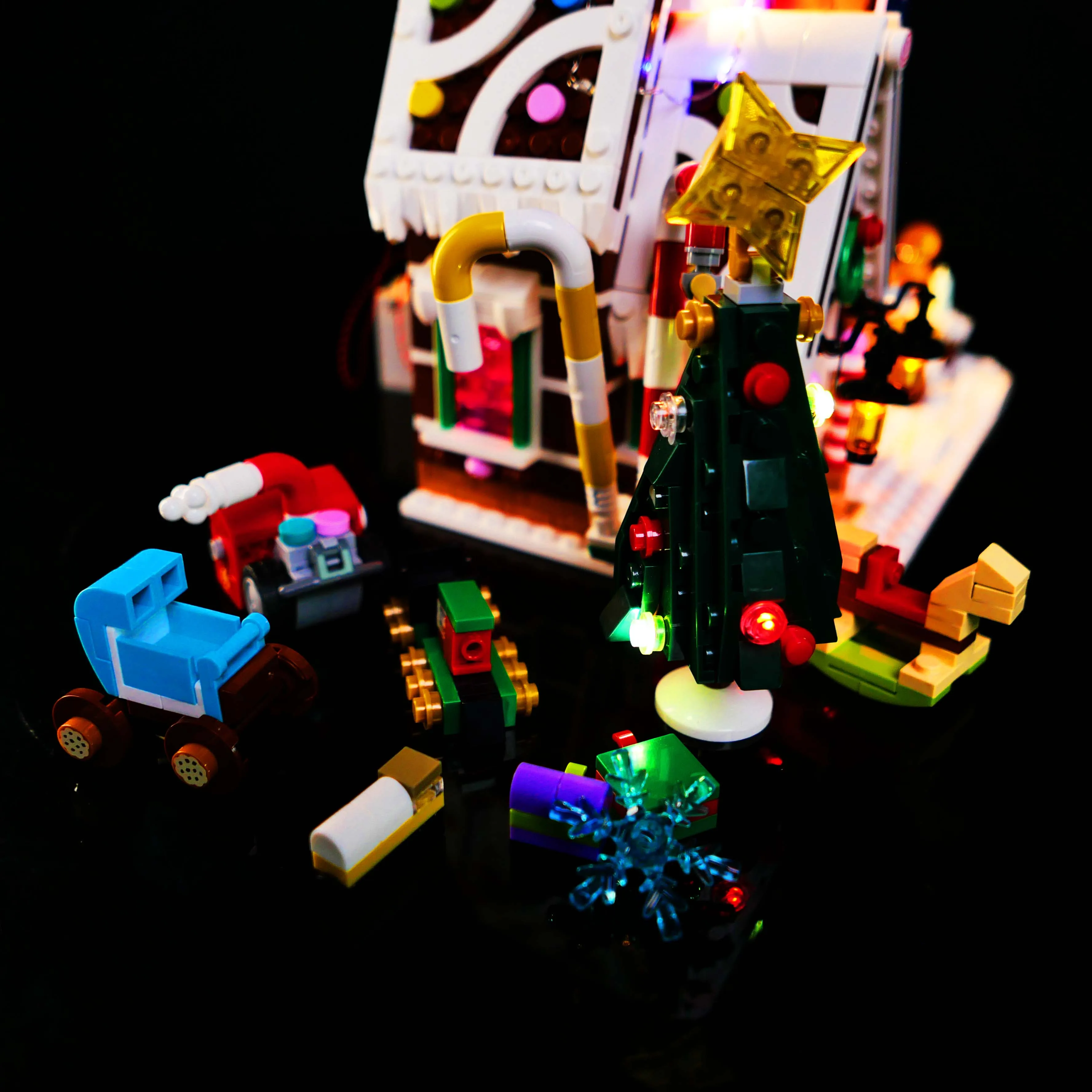 Kit de luz LED DIY, casa de pan de jengibre de invierno, juego de luces LED remoto para modelo de construcción de vacaciones 10267 (solo luces)