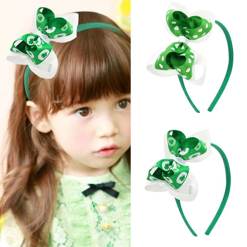 A2ES Shamrock In Hình Đầu Nơ Lớn Mũ Trùm Đầu Ngày Thánh Patrick Nơ Băng Đô Quấn Tóc Cho Sáng Tạo Hình Đạo Cụ Trẻ Ngày Lễ