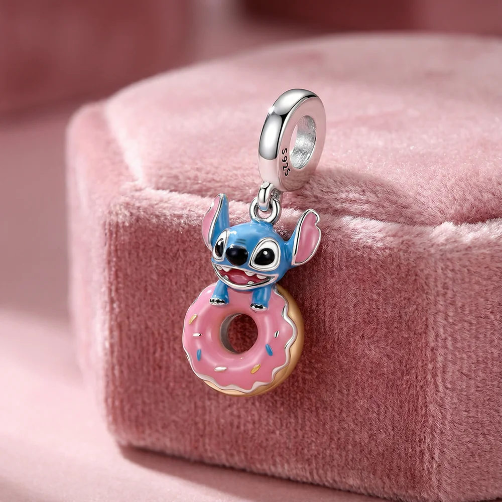 

Кулон из серебра 925 пробы DSN, креативный, милый, в виде пончика, с эмалью, для женщин и девочек, роскошное ювелирное украшение, подарок.