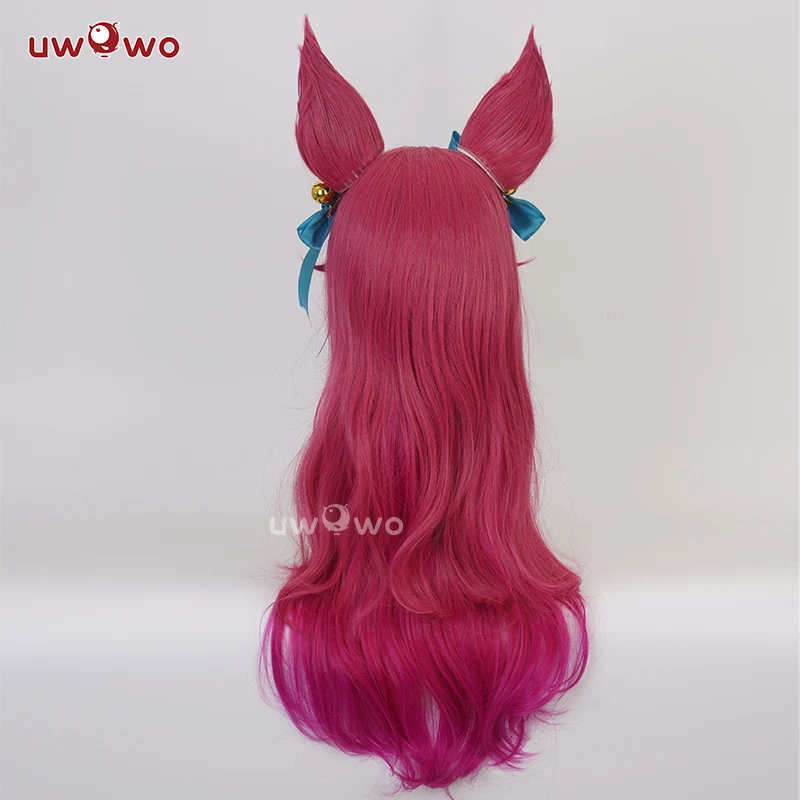 IN STOCK UWOWO League of Legends LOL Spirit Blossom Ahri Foxx Cosplay Wig With Ears Long Hair