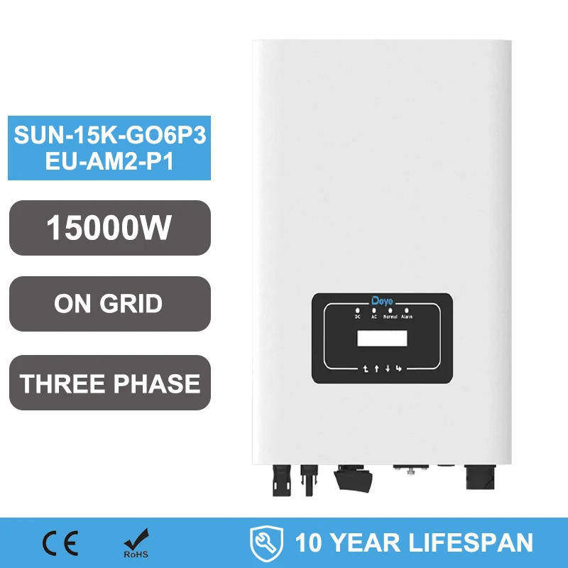DEYE On Grid Inverter 10kw 15kw Three Phase 2 MPP trackers Zero export application With WIFI EU CE TÜV AU SAA Solar Inverter
