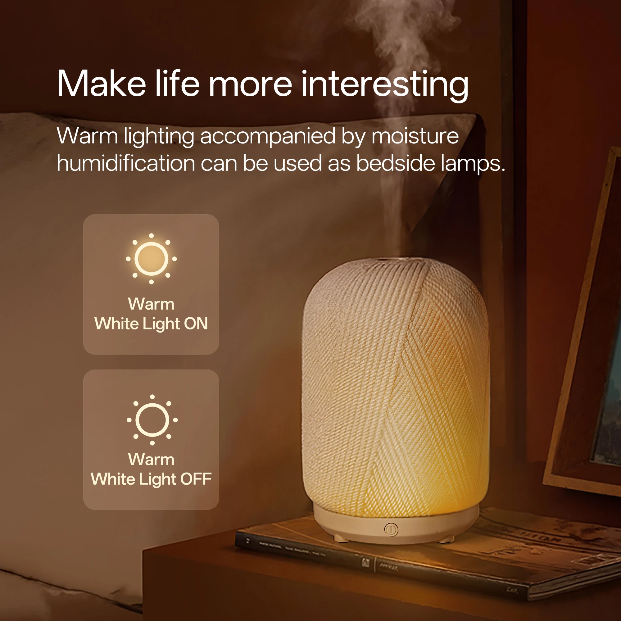 Ultra Quiet Aroma Diffuser Humidifier with Cotton Cord Cover Elegance Design for Peace Sleeping 2005R-C