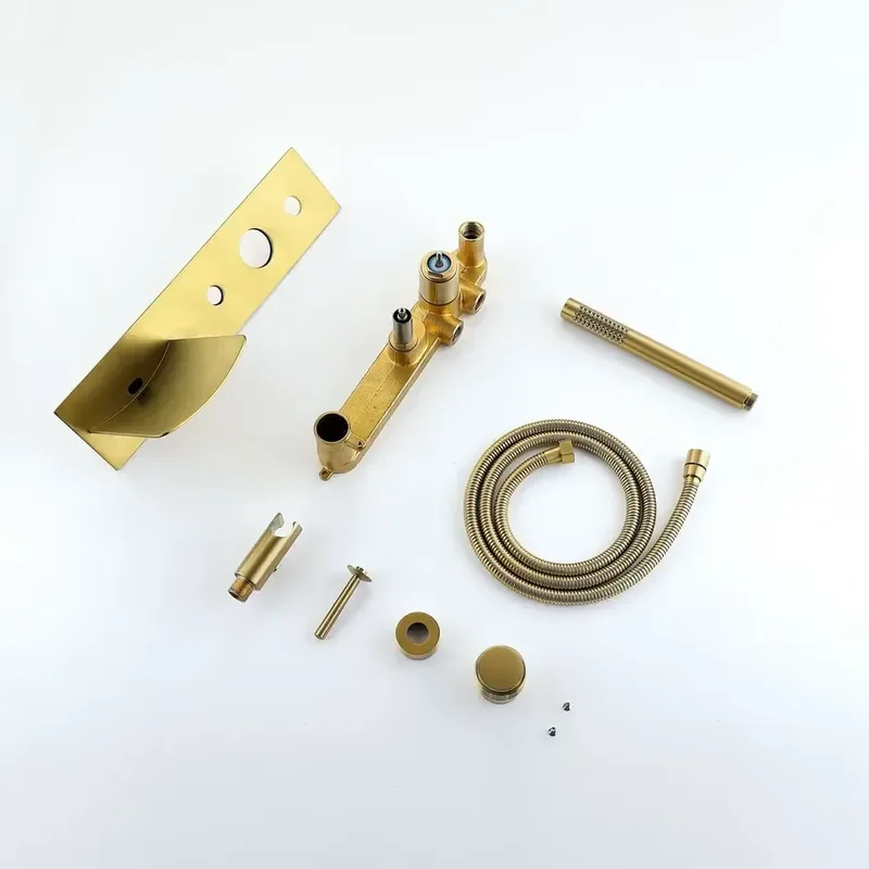 Hot Sales Hardware Bath Spout Waterfall Brushed Gold Basin Faucet Laundry Tub Faucets