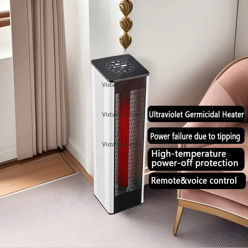 Ventilador calefactor eléctrico Vertical activado por voz, ahorro de energía, para uso en aire caliente al aire libre en dormitorios, baños, purificación del aire