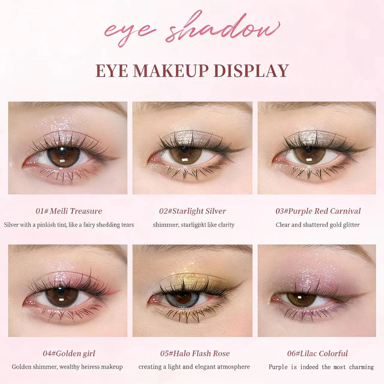 6-Color Smooth Cream-to-Powder Eyeshadow Stick High Gloss Face Brighten Makeup Easy Apply All-Day Wear Smudge-proof Eye Crayon