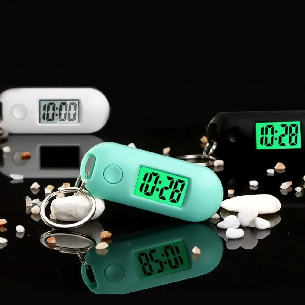 Green Backlight Pocket Watch Digital Electronic Clock Study Library LCD Display Luminous Key Ring Watch Small Wall Watch