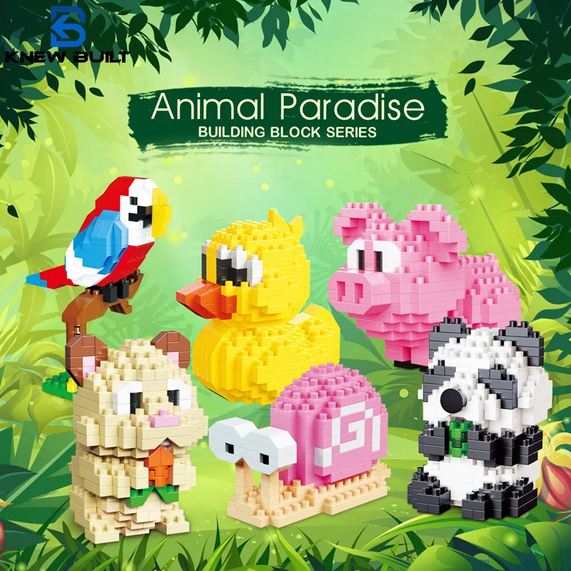 3D Tier Super Mini Rosa Schwein Panda Hamster Schnecke Montage Mikro-Bausteine Spielzeug - Einfaches Puzzle-Geschenk für Kinder, Partyzubehör – Detail 1