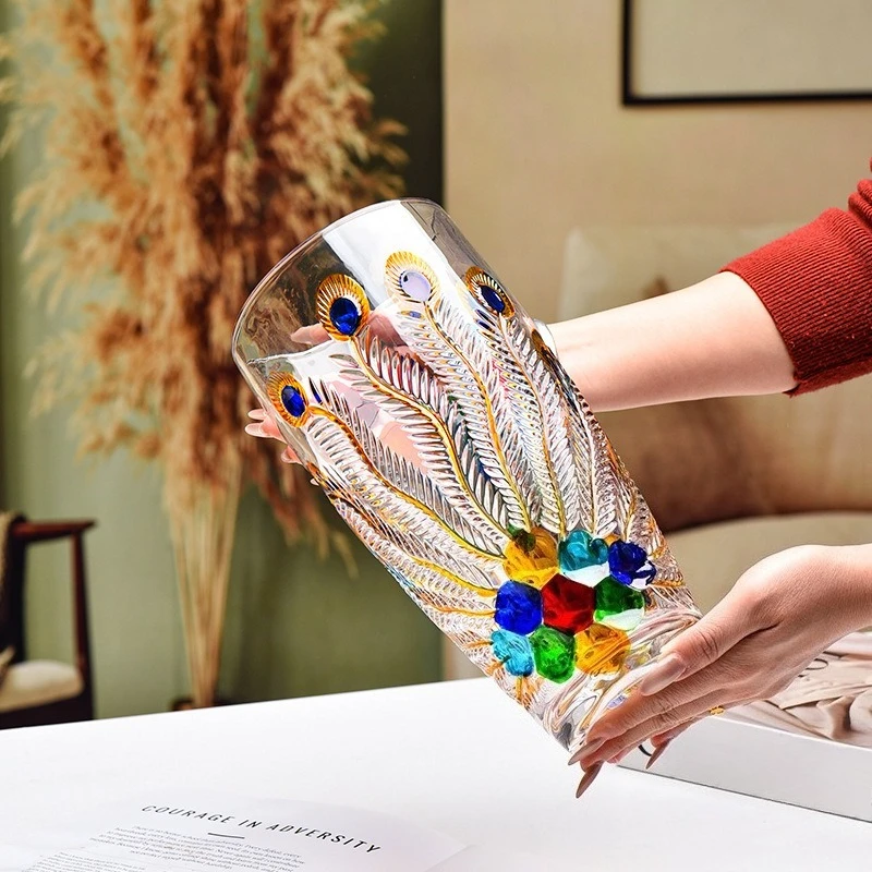 Phoenix Shaped Glass Vase Light Luxury Hydroponic Vase for Fresh Flowers Lucky Bamboo Living Room Desktop Home Decor Gift
