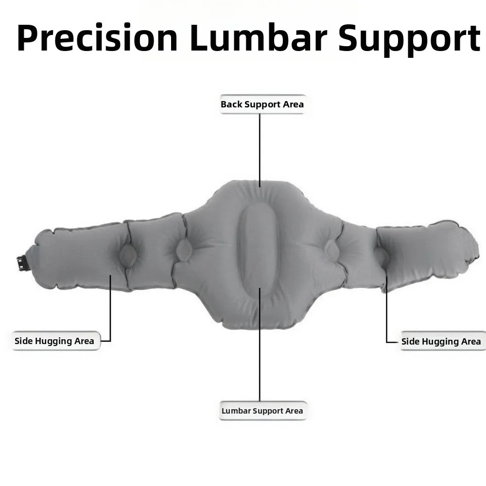 Foldable Inflatable Lumbar Pillow Press Self-Inflation Breathable Lumbar Support Cushion Comfortable Lightweight Waist Cushion