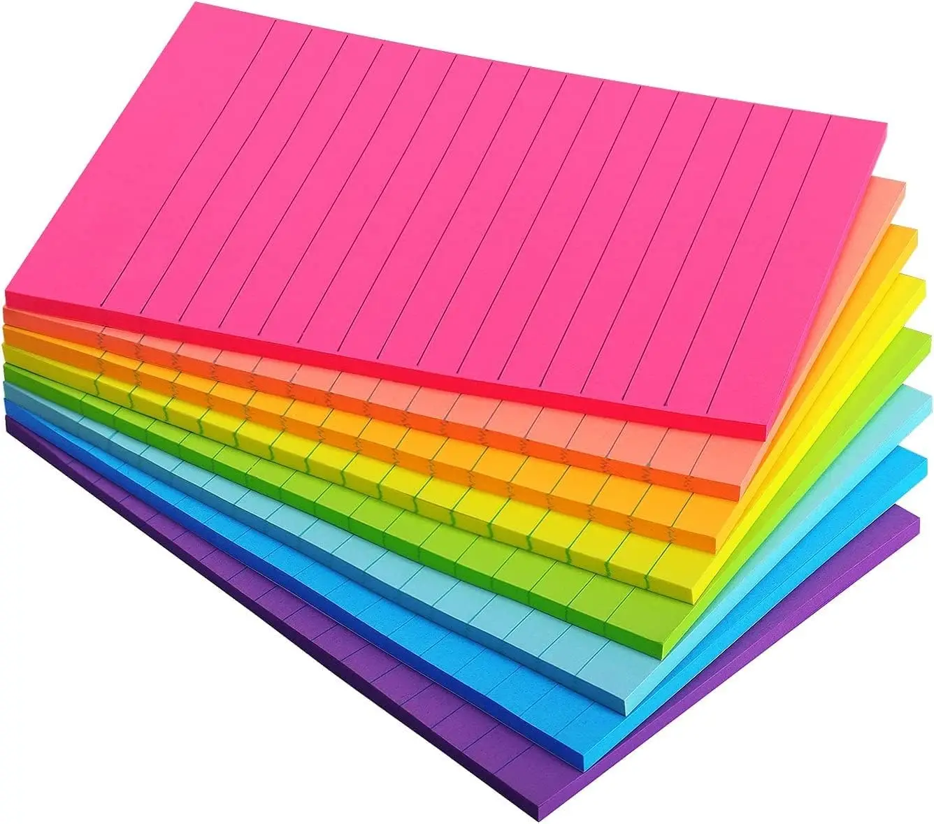 

8 Pads Lined Sticky Notes 4x6 in, Multi Colors, 35 Sheets per Pad for School and Office Use